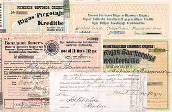 Finanzdokumente aus Riga (5 Stücke 1809-1913)