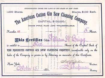 American Cotton Gin Saw Cleaning Co.