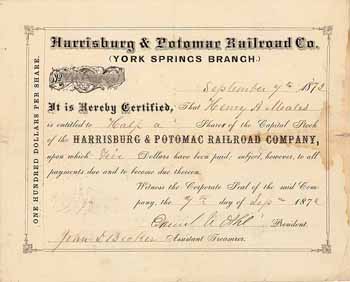 Harrisburg & Potomac Railroad (York Springs Branch)