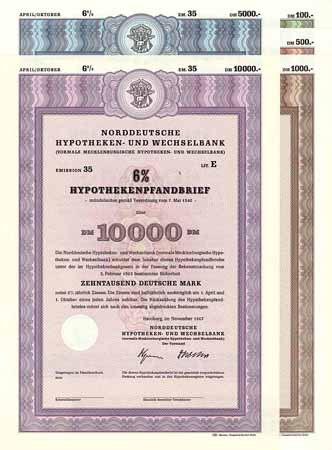 Norddeutsche Hypotheken- und Wechselbank (vormals Mecklenburgische Hypotheken- und Wechselbank) (5 Stücke)
