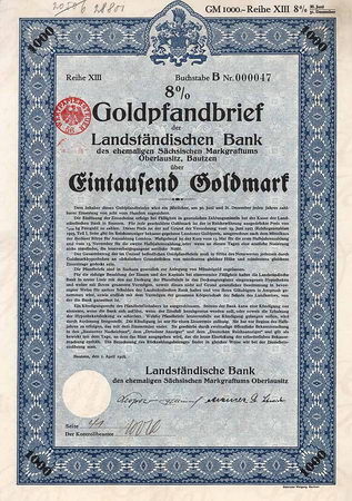 Landständische Bank des ehemaligen Sächsischen Markgraftums Oberlausitz