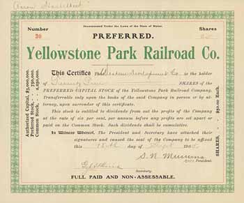 Yellowstone National Park Railroad