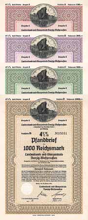 Landesbank und Girozentrale Danzig-Westpreußen (9 Stücke)