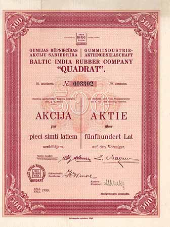 Gummiindustrie AG Baltic India Rubber Co. “Quadrat”