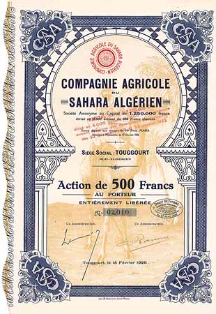 Cie. Agricole du Sahara Algérien S.A.