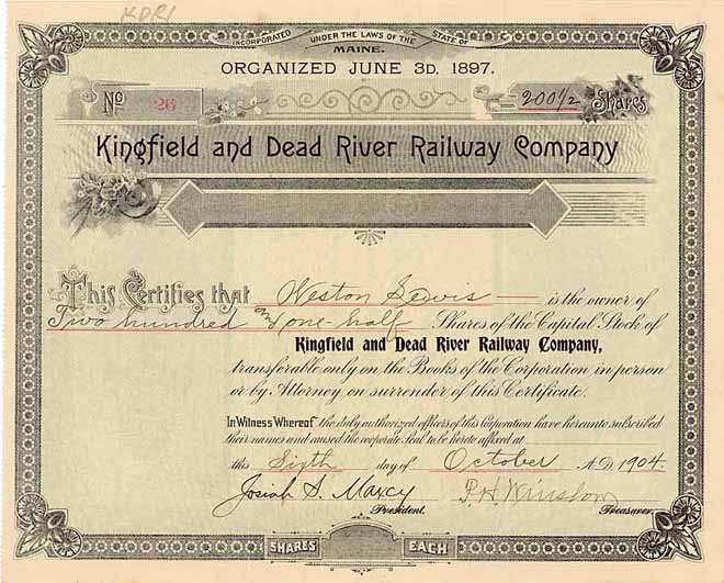 Kingfield and Dead River Railway