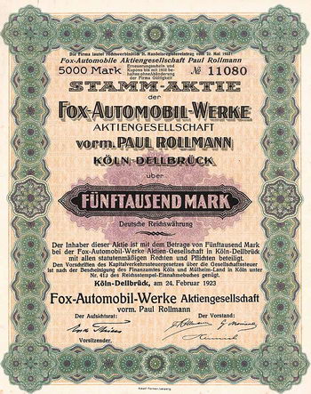 Fox-Automobil-Werke AG vorm. Paul Rollmann