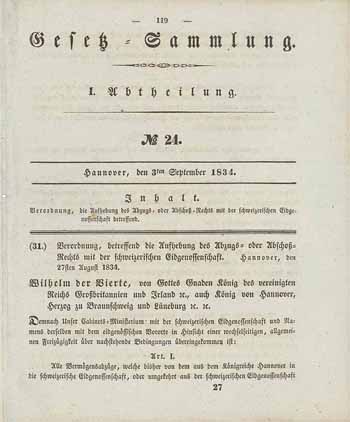 Königreich Hannover, Doppelbesteuerungsabkommen mit der schweizerischen Eidgenossenschaft