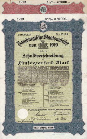 Hamburgische Staatsanleihe von 1919 - Lot (5 Stück)