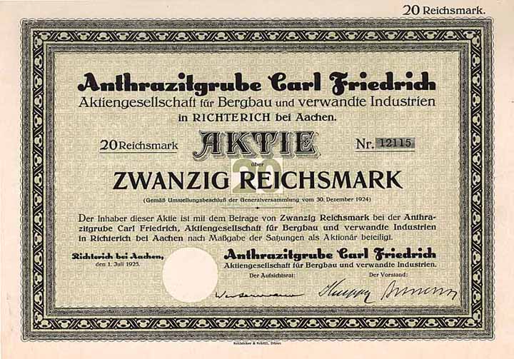 Anthrazitgrube Carl Friedrich AG für Bergbau und verwandte Industrien