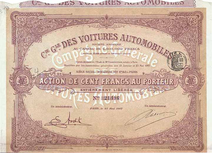 Cie. Gen. des Voitures Automobiles S.A.