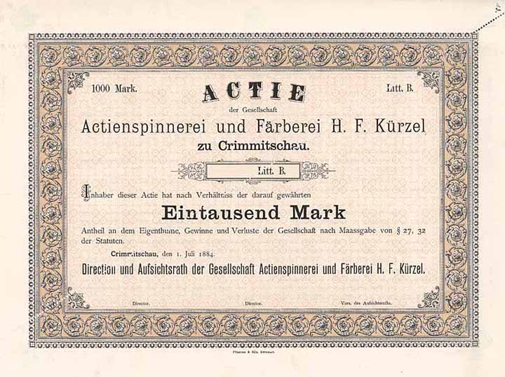 Actienspinnerei und Färberei H.F. Kürzel