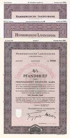 Hamburgische Landesbank -Girozentrale- (3 Stücke)
