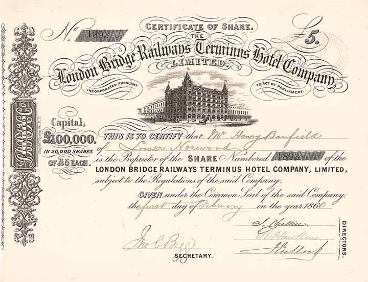 London Bridge Railways Terminus Hotel Co.