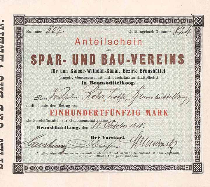 Spar- und Bau-Verein für den Kaiser-Wilhelm-Kanal, Bezirk Brunsbüttel