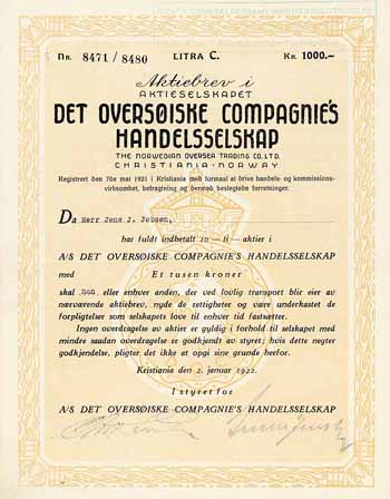 A/S Det Oversøiske Compagnie’s Handelsselskap (Norwegian Oversea Trading Co.)