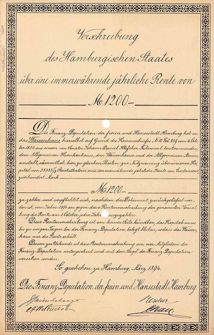 Freie und Hansestadt Hamburg, Finanzdeputation