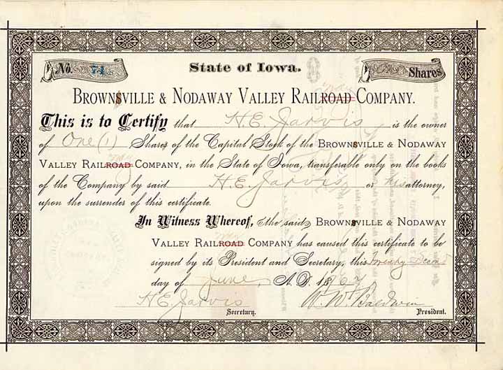 Brown(s)ville & Nodaway Valley Rail(road)way