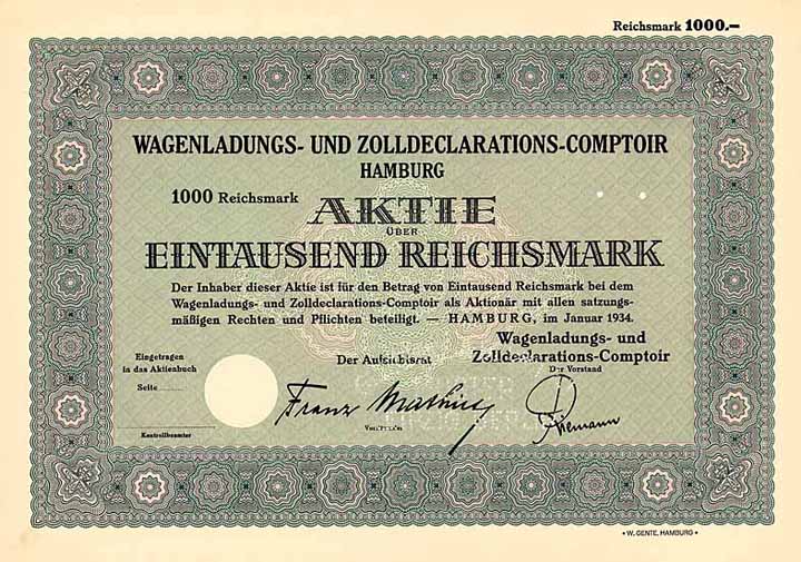 Wagenladungs- und Zolldeclarations-Comptoir