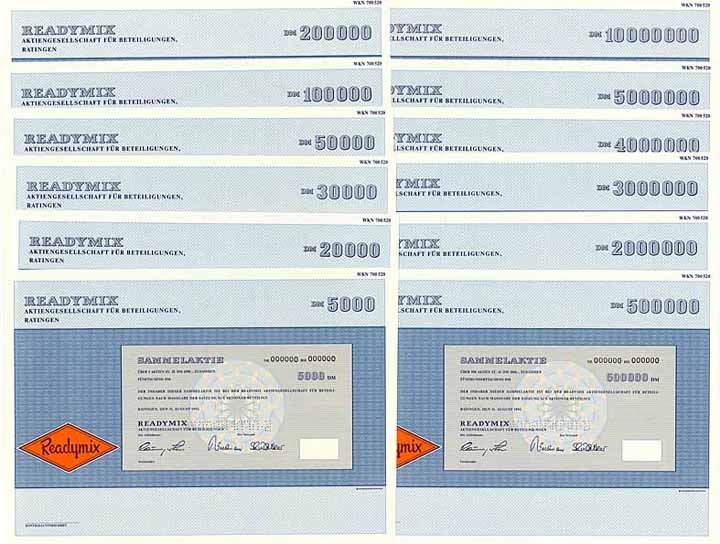 Readymix AG für Beteiligungen (13 Stücke)