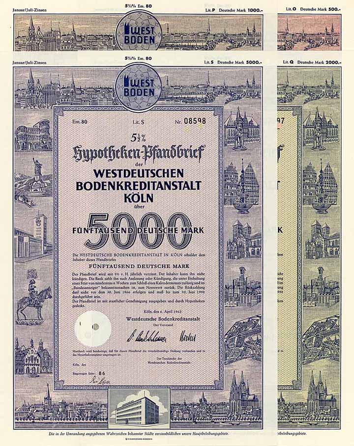 Westdeutsche Bodenkreditanstalt (4 Stücke)