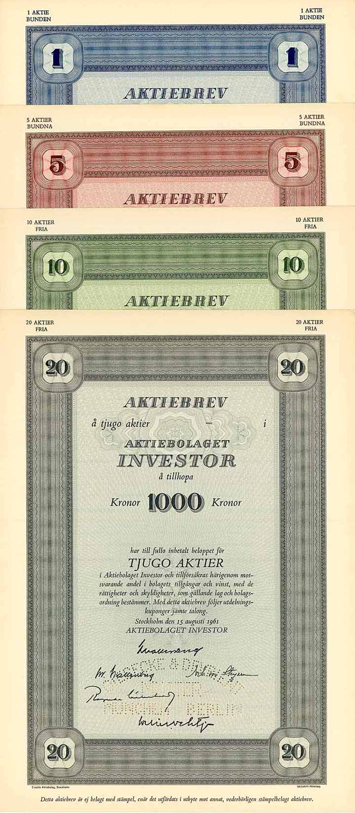 AB Investor (4 Stücke)