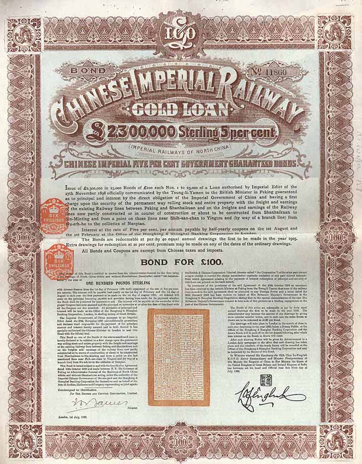 Chinese Imperial Railway Gold Loan (Imperial Railways of North China)