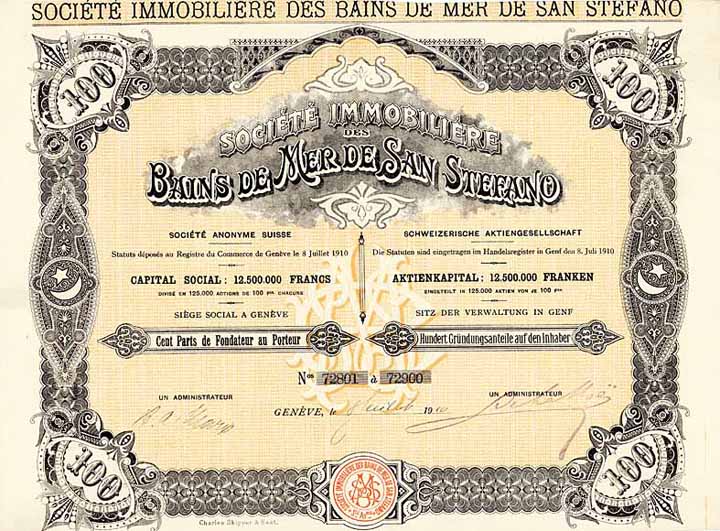 Soc. Immobilière des Bains de Mer de San Stefano S.A.