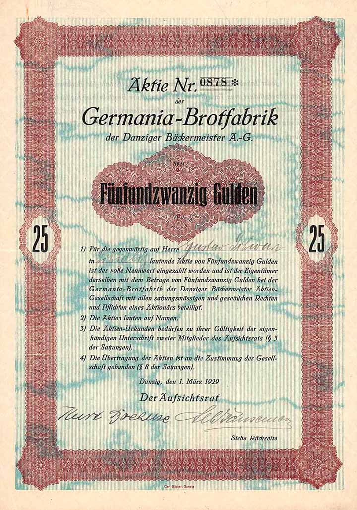 Germania-Brotfabrik der Danziger Bäckermeister AG