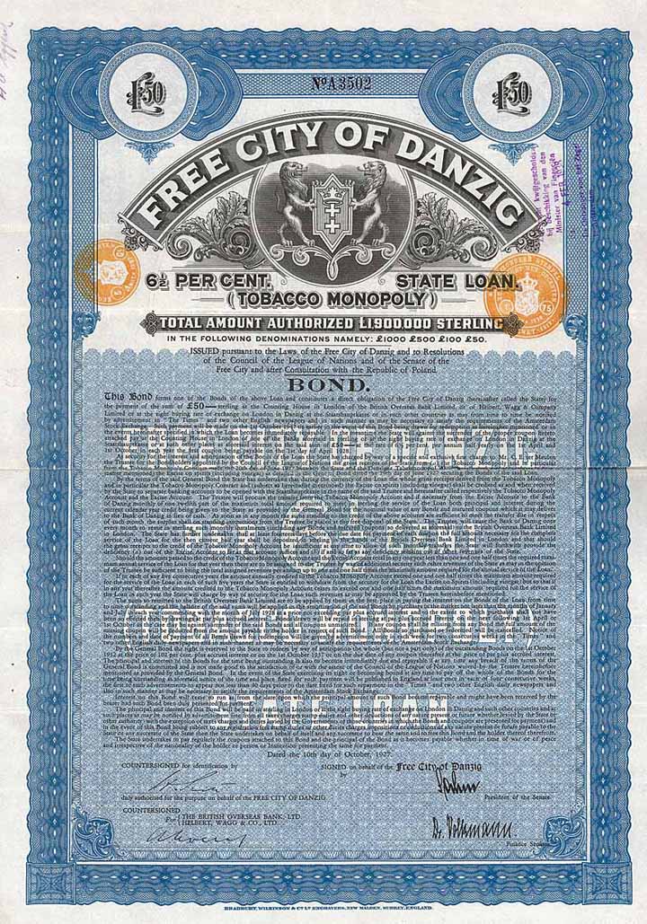 Danzig (Free City of Danzig, Tobacco Monopoly)