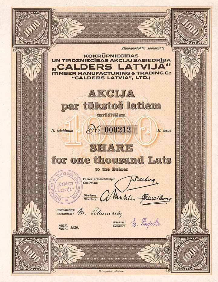 Timber Manufacturing & Trading Co. "Calders Latvia"