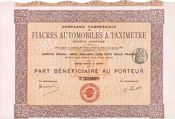 Cie. Commerciale de Fiacres Automobiles à Taximètre S.A.