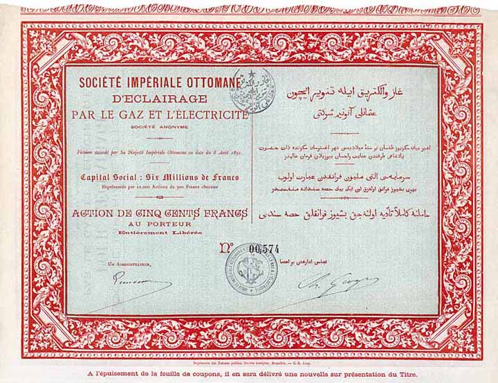 Soc. Impériale Ottomane d’Eclairage par le Gaz et l’Électricité S.A.