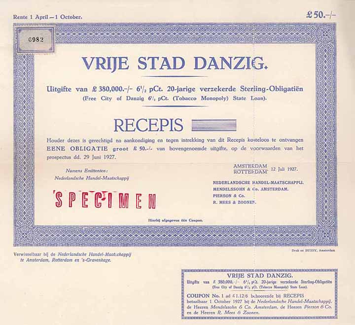 Vrije Stad Danzig (Free City of Danzig Tobacco Monopoly)