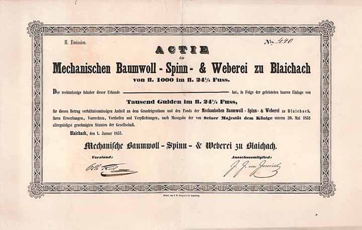 Mechanische Baumwoll-Spinnerei zu Blaichach