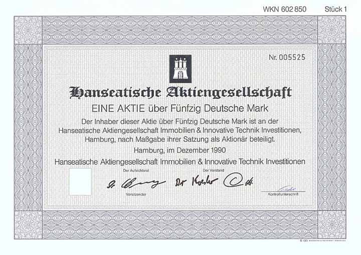 Hanseatische AG Immobilien & Innovative Technik Investitionen