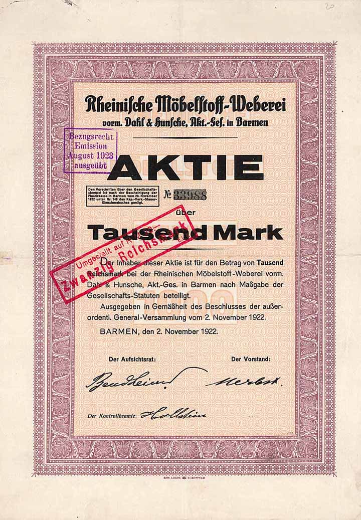 Rheinische Möbelstoff-Weberei vorm. Dahl & Hunsche AG
