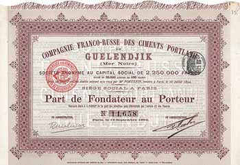 Cie. Franco-Russe des Ciments Portland de Guelendjik (Mer Noire) S.A.