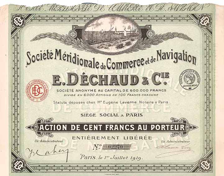 Soc. Méridionale de Commerce & de Navigation E. Déchaud & Cie. S.A.