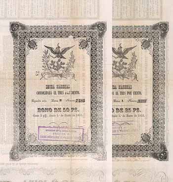 Republica Mexicana - Deuda Nacional Consolidada (2 Stücke)