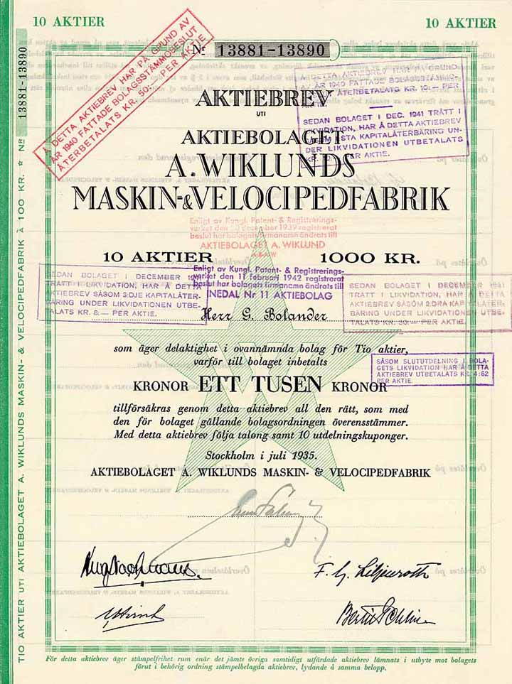 AB A. Wiklunds Maskin- & Velocipedfabrik