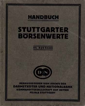 Handbuch Stuttgarter Börsenwerte, III. Ausgabe