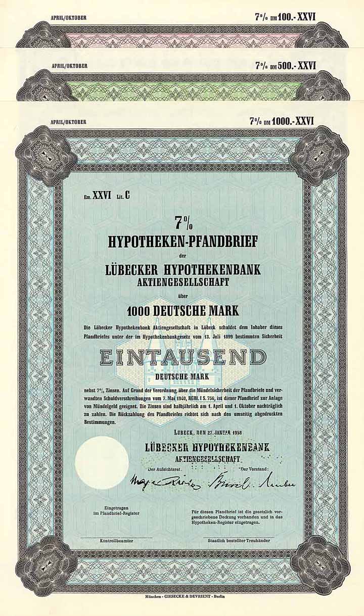 Lübecker Hypothekenbank AG (3 Stücke)