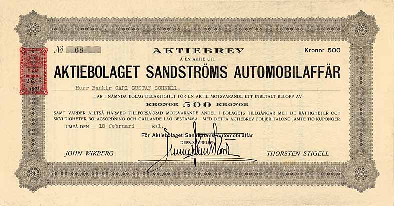 Aktiebolaget Sandströms Automobilaffär