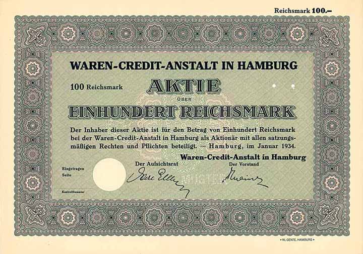 Waren-Credit-Anstalt in Hamburg