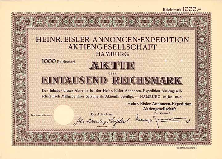 Heinr. Eisler Annoncen-Expedition AG