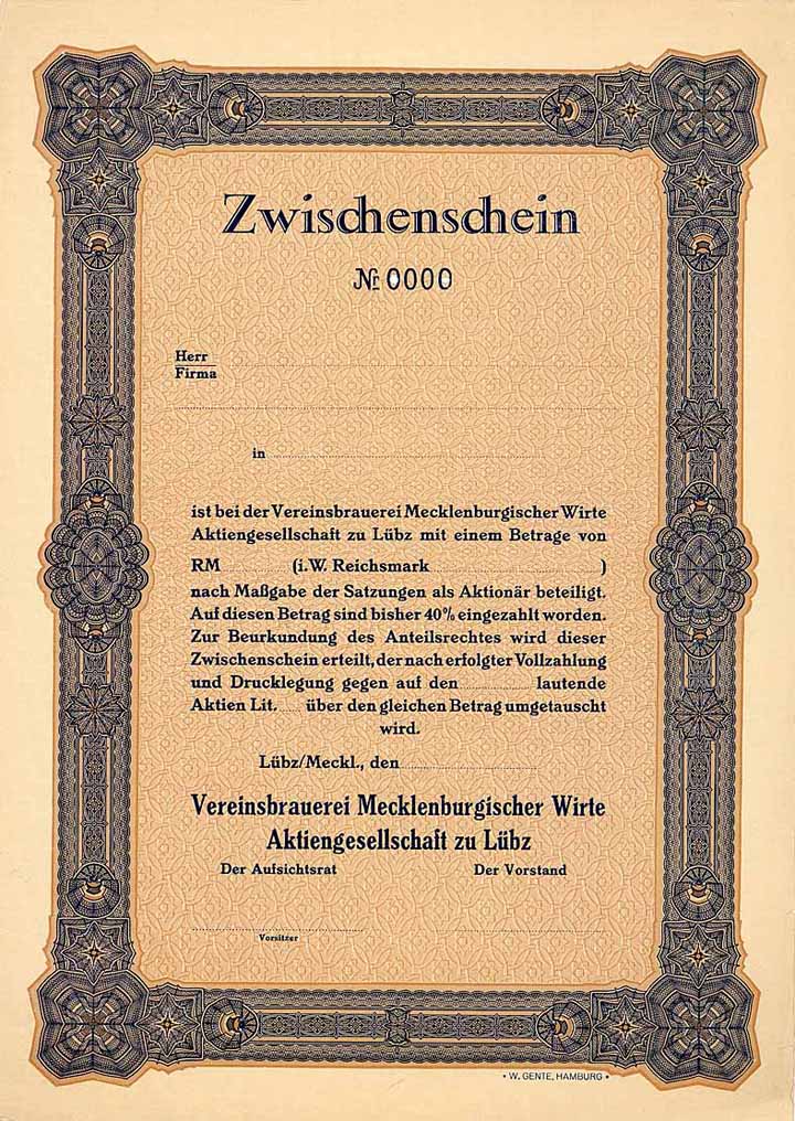 Vereinsbrauerei Mecklenburgischer Wirte AG zu Lübz