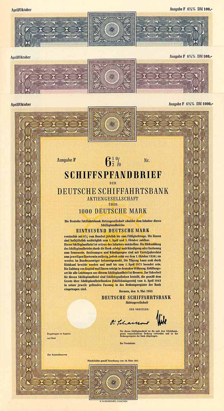 Deutsche Schiffahrtsbank AG (3 Stücke)