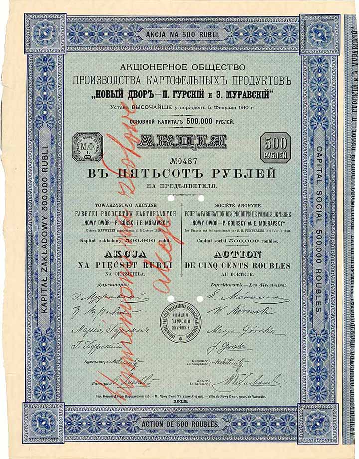 AG der Kartoffelverarbeitungsfabrik in Nowy Dwor