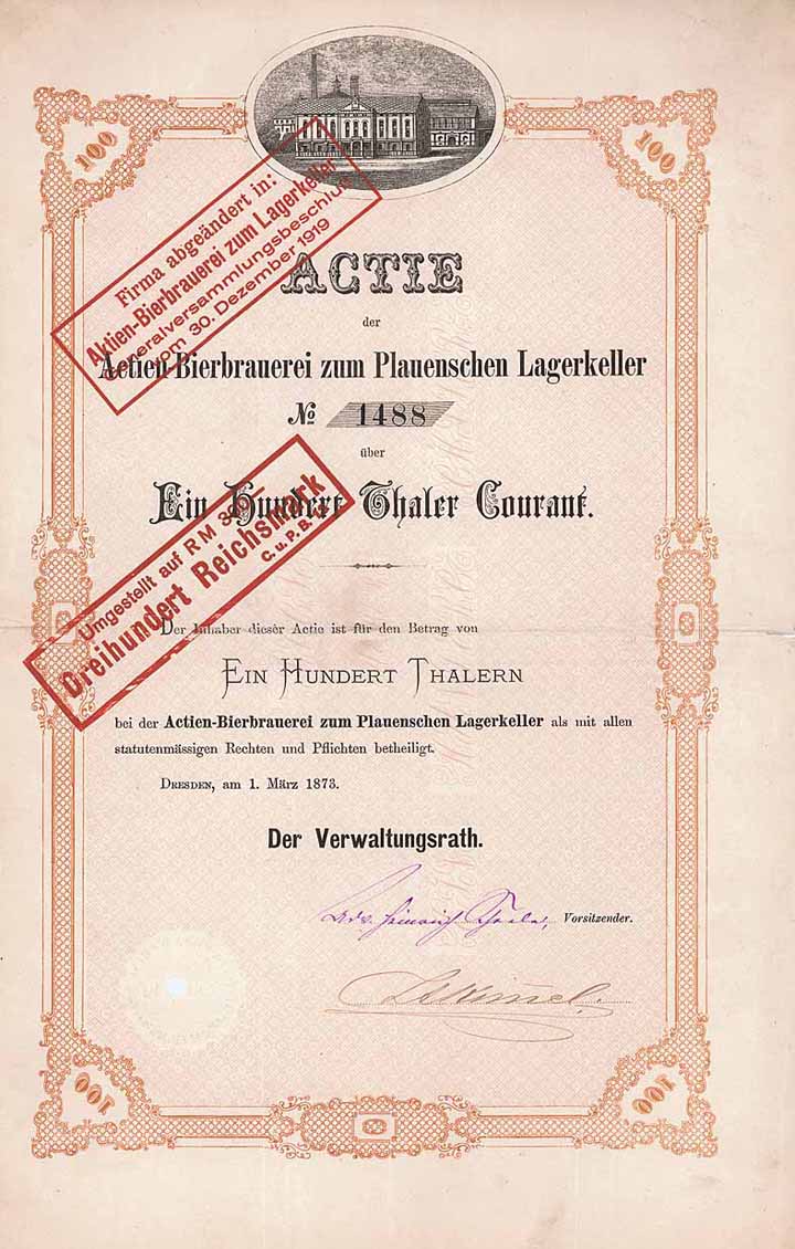Actien-Bierbrauerei zum Plauenschen Lagerkeller